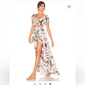 Lovers and Friends Waves for Days Wrap Skirt in ivory floral